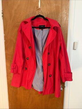 London Fog Red Double-Breasted Trench Coat